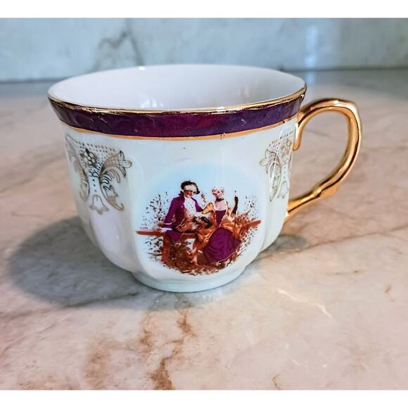 GNA Fine Porcelain Tea Cup 24k Hand Painted Victorian Iridescent Replacement - Picture 10 of 14